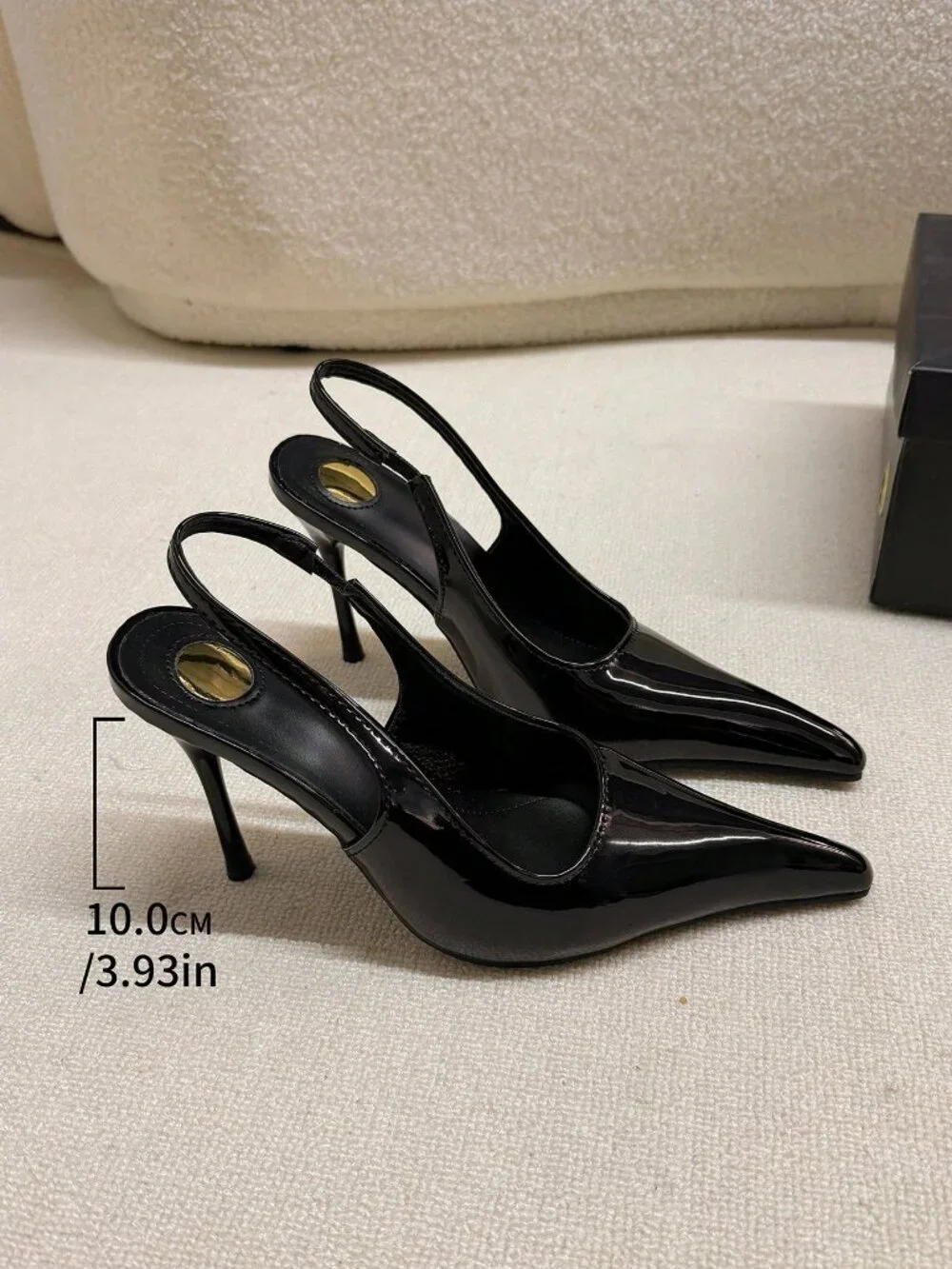 Black Sexy Women's Buckle Closed Toe Stiletto Slingback Sandals